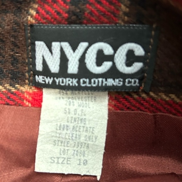 NYCC Vintage Clueless Preppy Wool Blend Red & Brown Plaid Women's Skirt, Size 10 - Picture 7 of 8